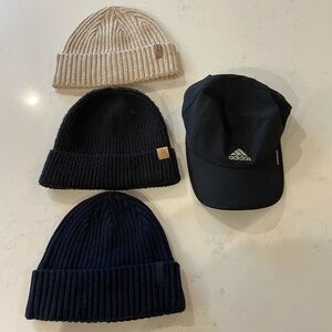 Adidas Black Cap and Beanie Trio
